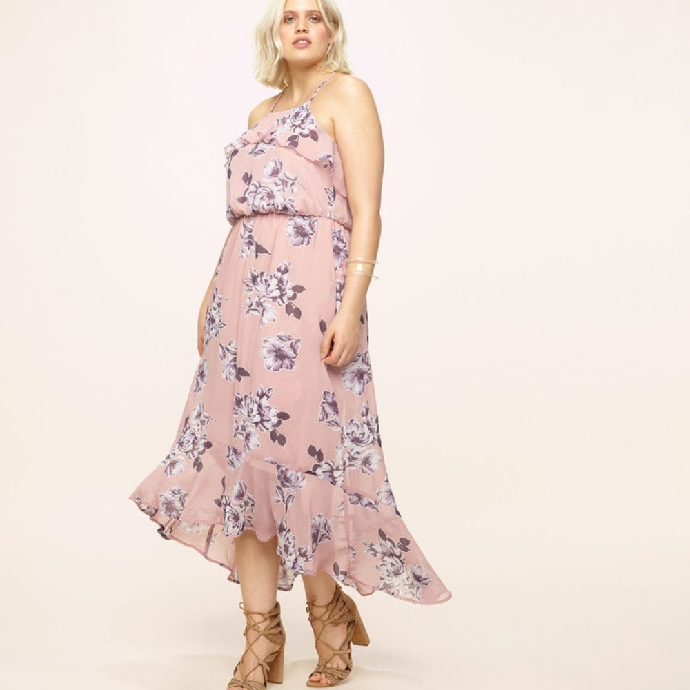 Floral plus size high low maxi dress by Loralette